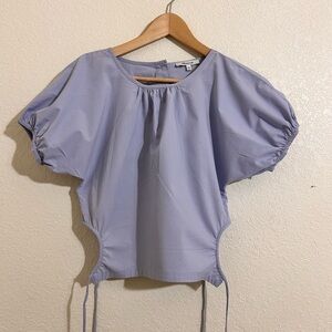Madewell Boxy Puff Sleeve Blouse in Purple Size:XXS